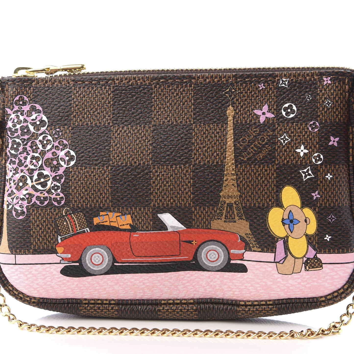 Damier Ebene 2019 Christmas Animation Mini Pochette Accessories Red