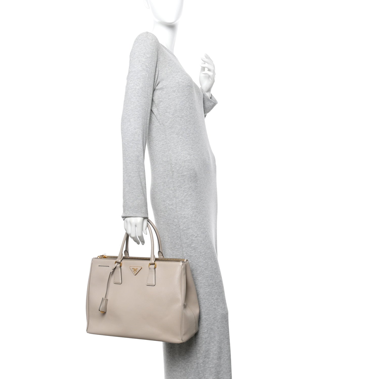 Prada Saffiano Medium Galleria Double Zip Tote Pomice 2 of 13
