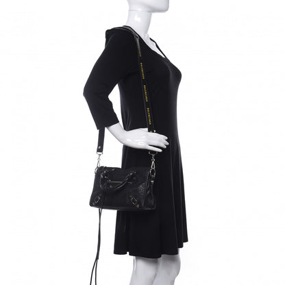 Balenciaga Agneau Classic Silver Hardware Mini City Logo Strap Black Jaune Soleil 2 of 8