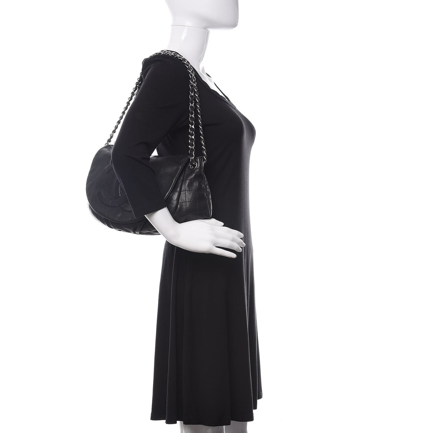 Caviar Half Moon Large Flap Black