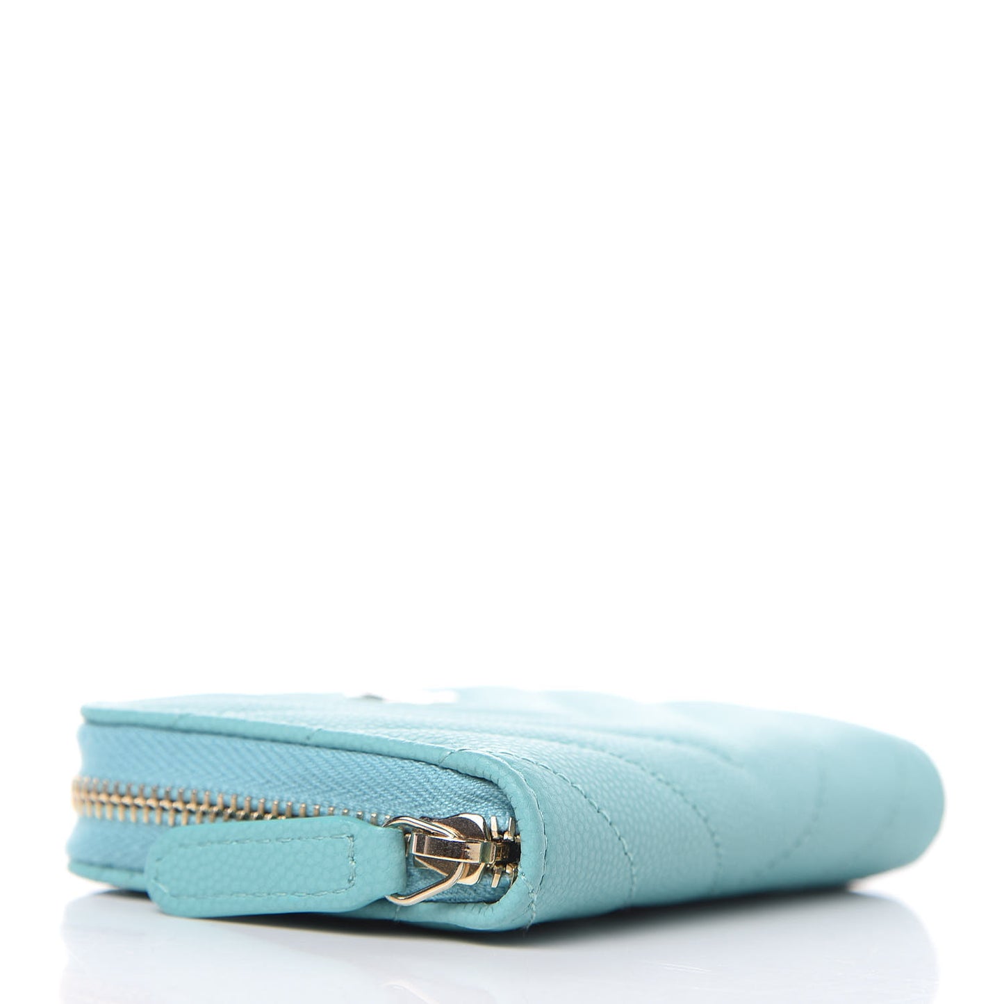 Caviar Chevron Quilted Zip Coin Purse Green