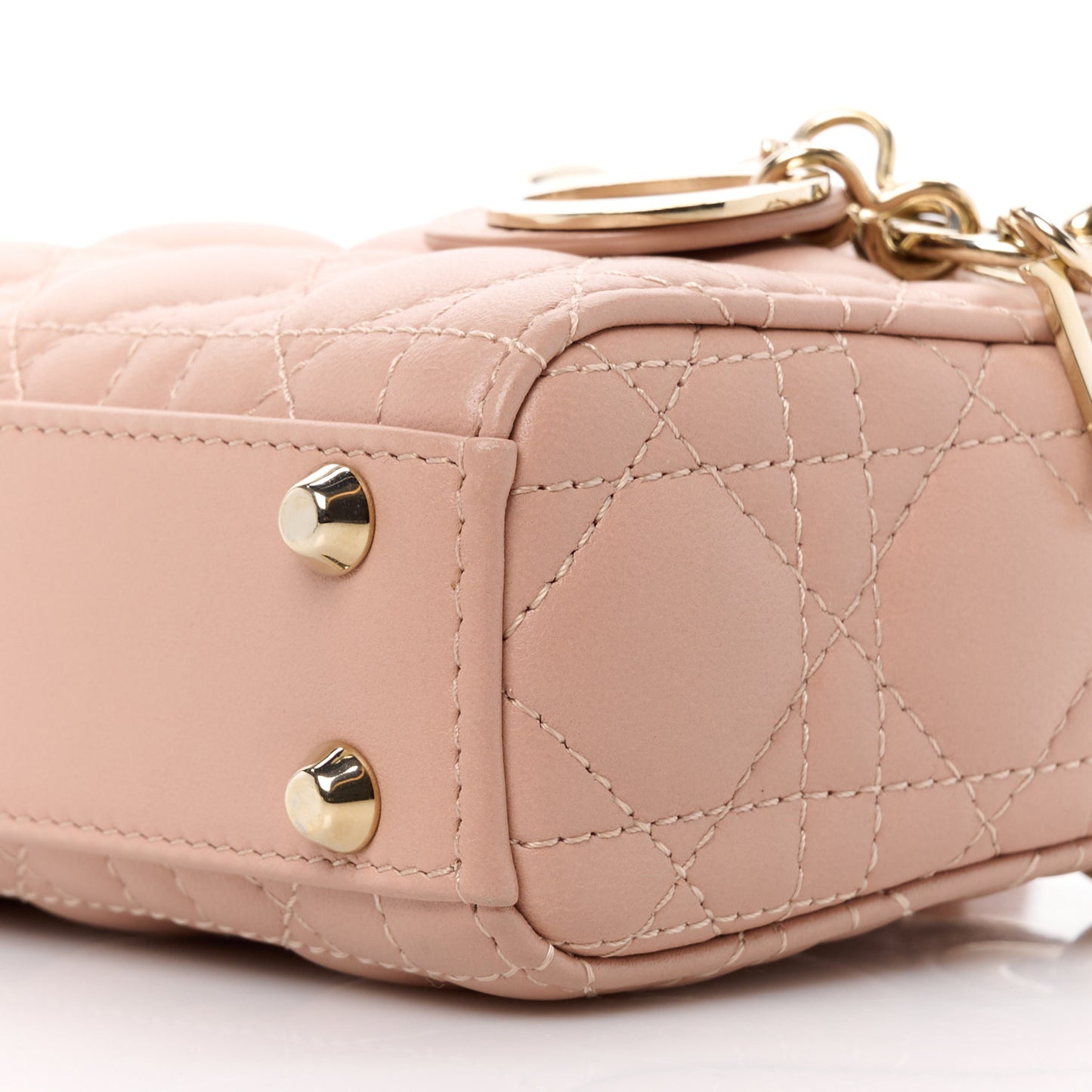 Lambskin Cannage Micro Lady Dior Rose Des Vents
