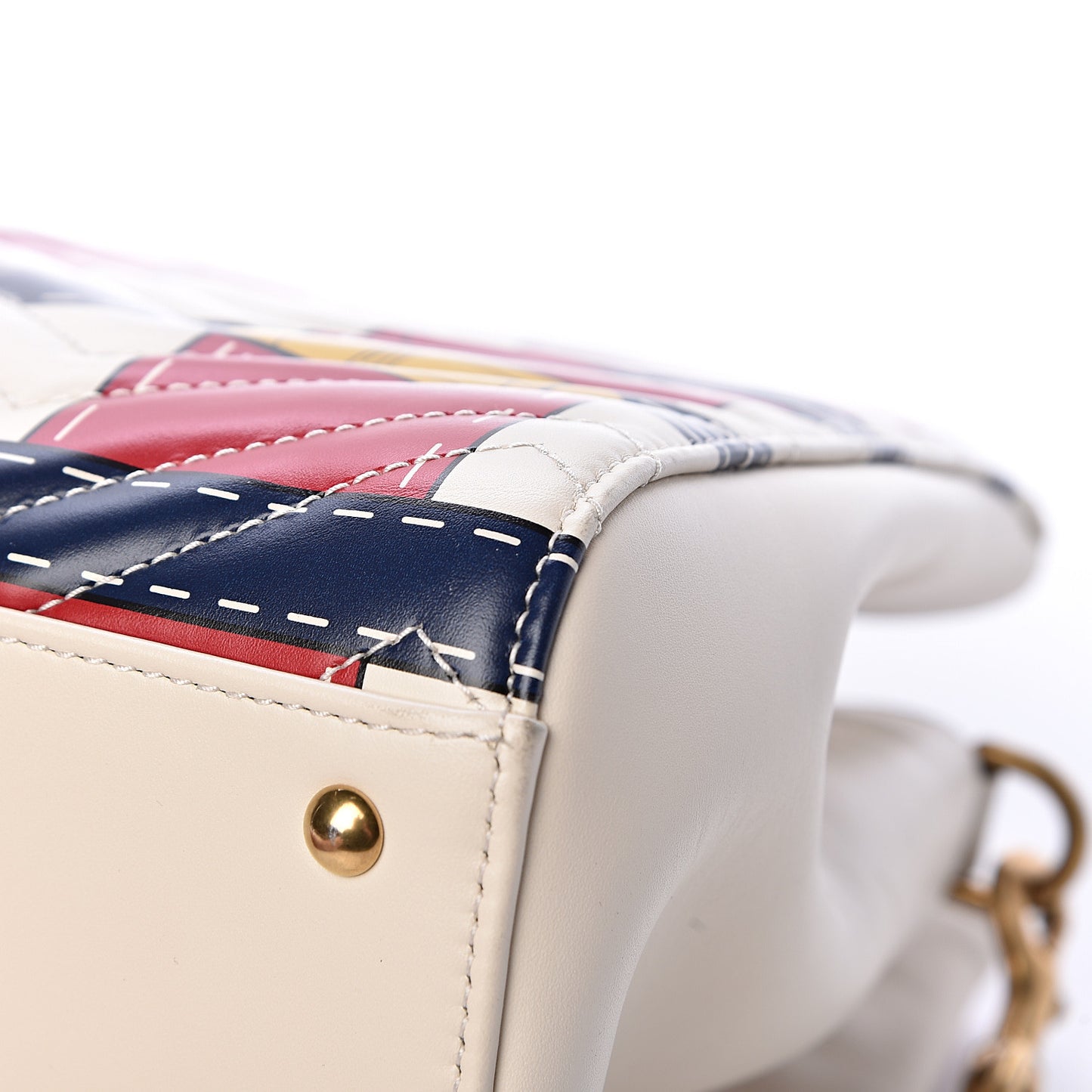 Calfskin Matelasse Trompe L'Oeil Print Small GG Marmont Tote Off White