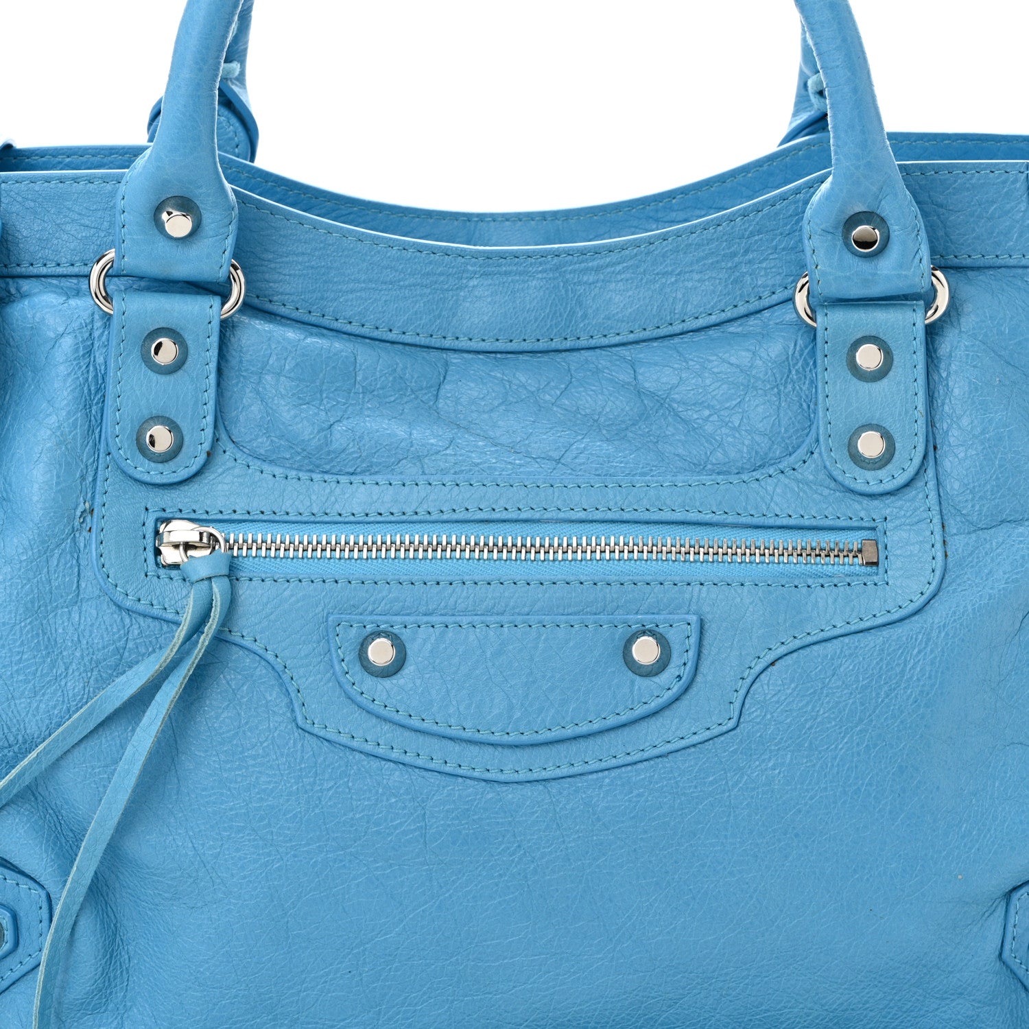 Balenciaga Agneau Classic Silver Hardware City Bleu Azur Clair 9 of 11