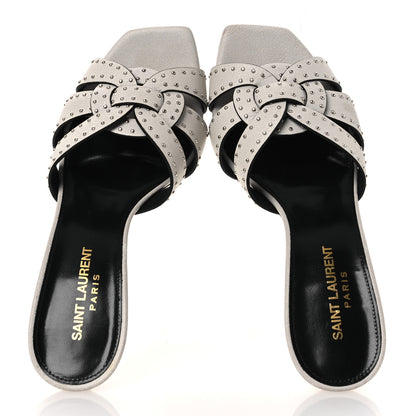 Saint Laurent Grain De Poudre Tribute 85 Slide Studded Sandals 37 Off White 2 of 12