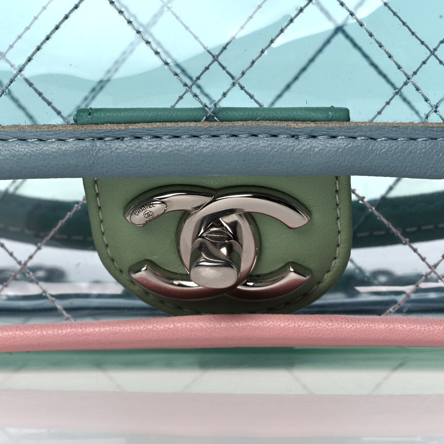 Lambskin PVC Quilted Mini Coco Splash Flap Blue Green