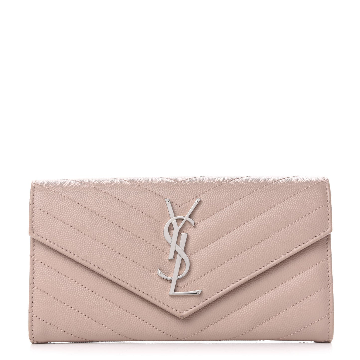 Grain De Poudre Matelasse Chevron Monogram Flap Wallet Pale Pink