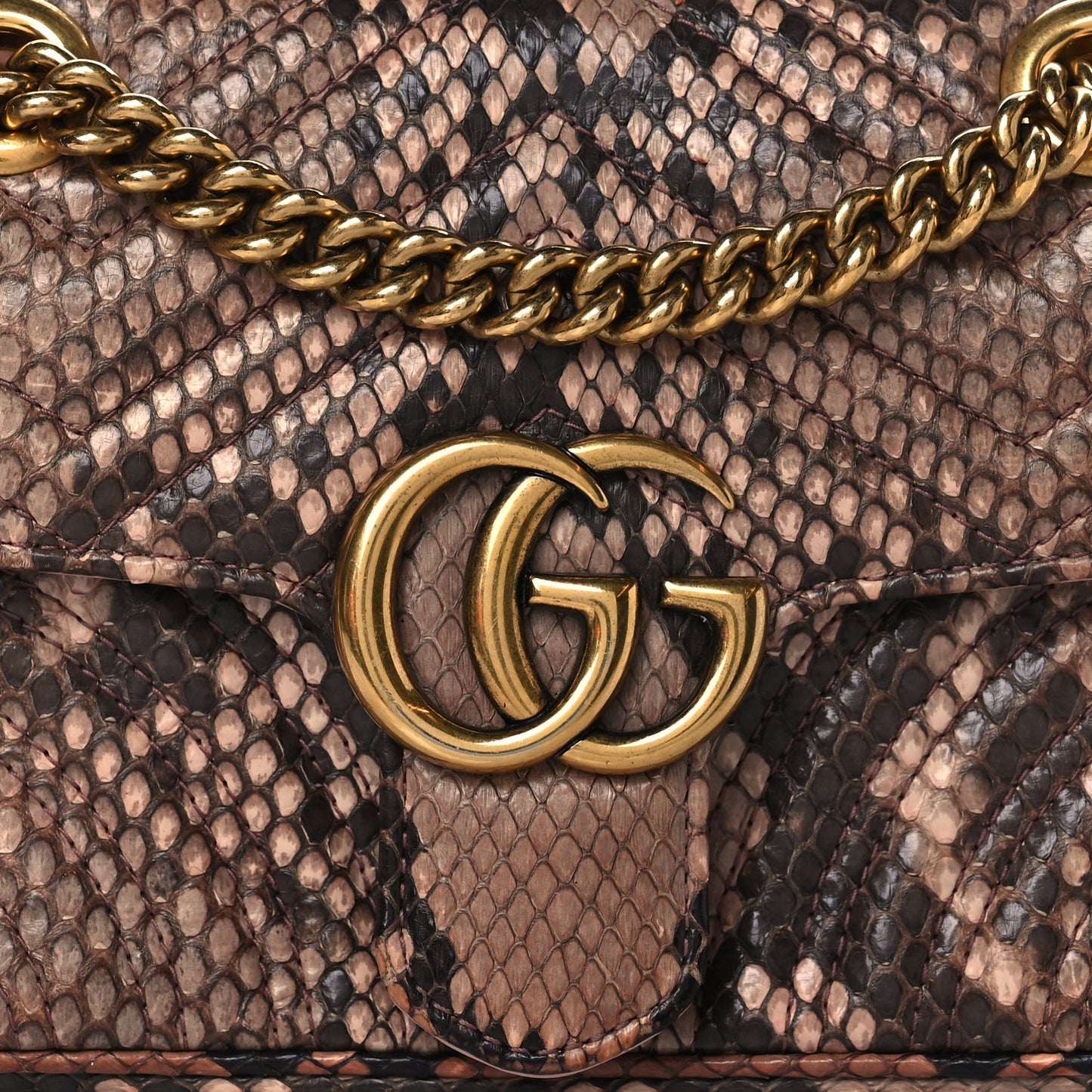 Python Matelasse Mini GG Marmont Shoulder Bag Light Pink