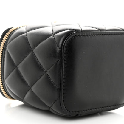 Chanel Lambskin Quilted Mini Pearl Crush Vanity Case With Chain Black 9 of 11