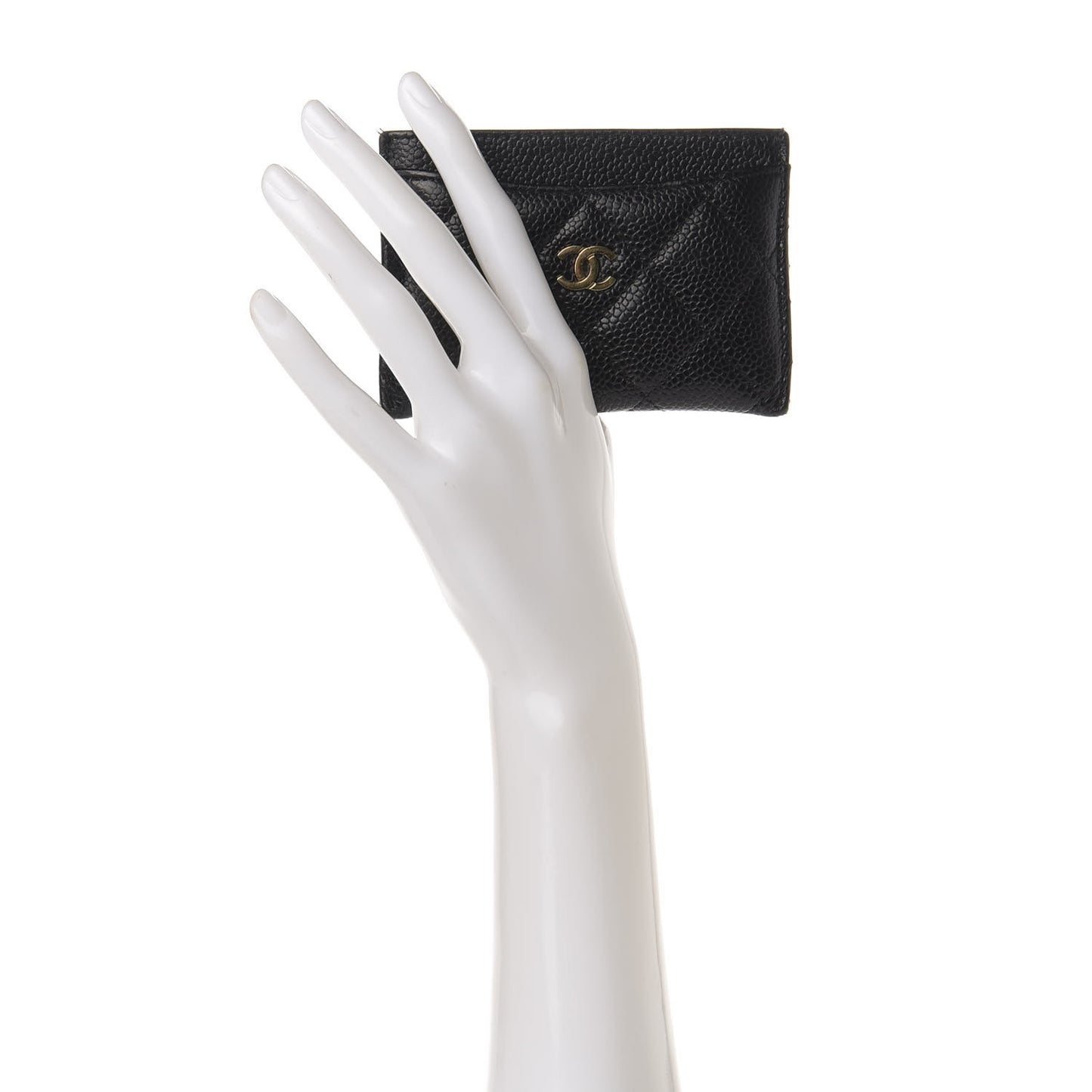 Caviar Quilted Card Holder Black