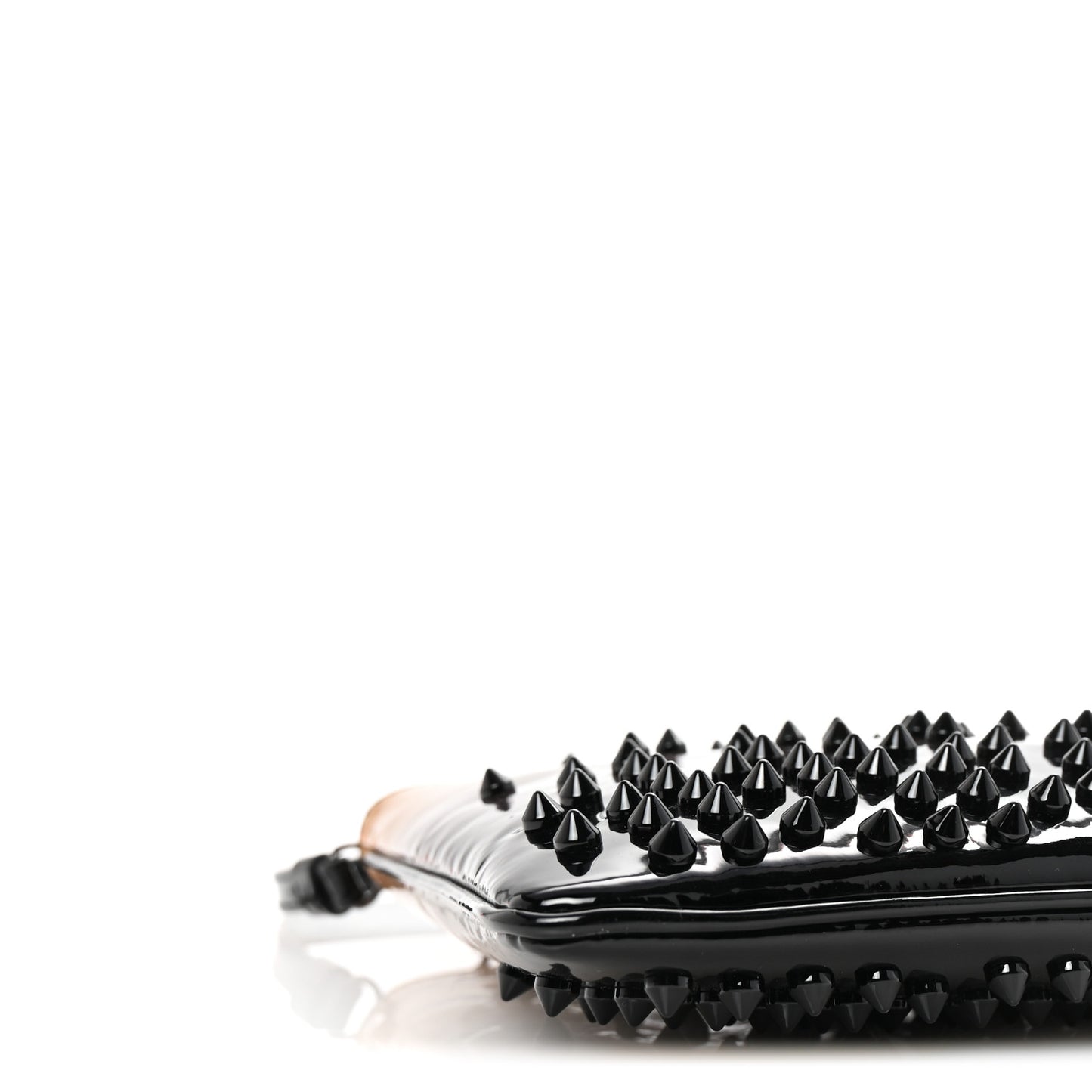Patent Degrade Loubiposh Spiked Clutch Nude Black