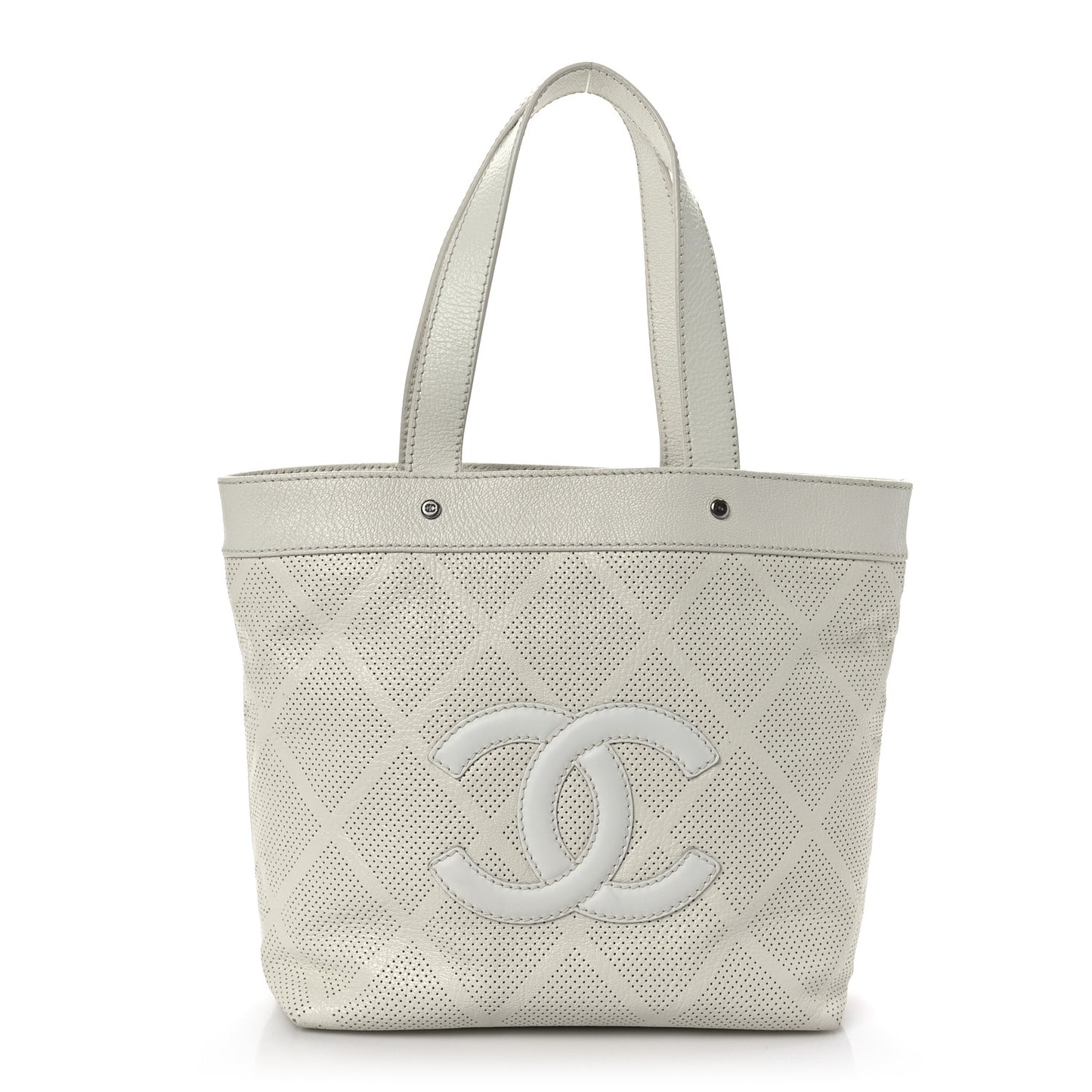 Goatskin Perforated Large CC Tote White