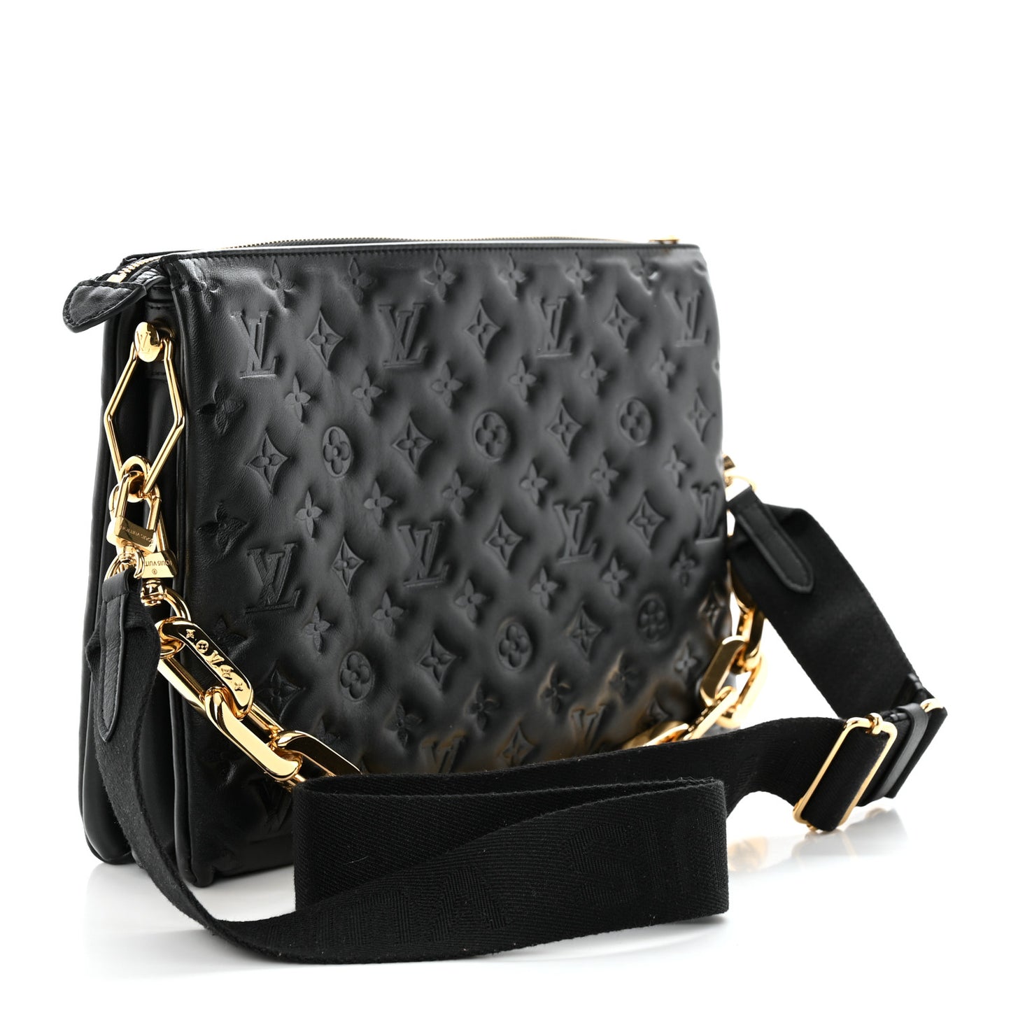 Lambskin Embossed Monogram Coussin MM Black
