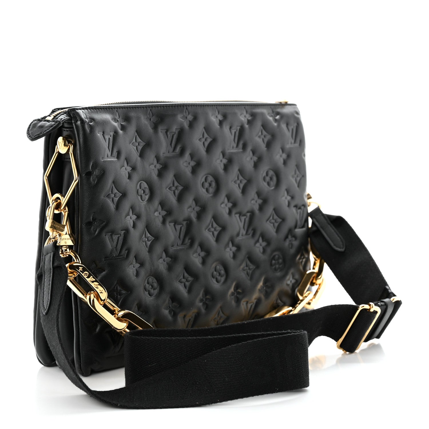 Louis Vuitton Lambskin Embossed Monogram Coussin MM Black 4 of 9