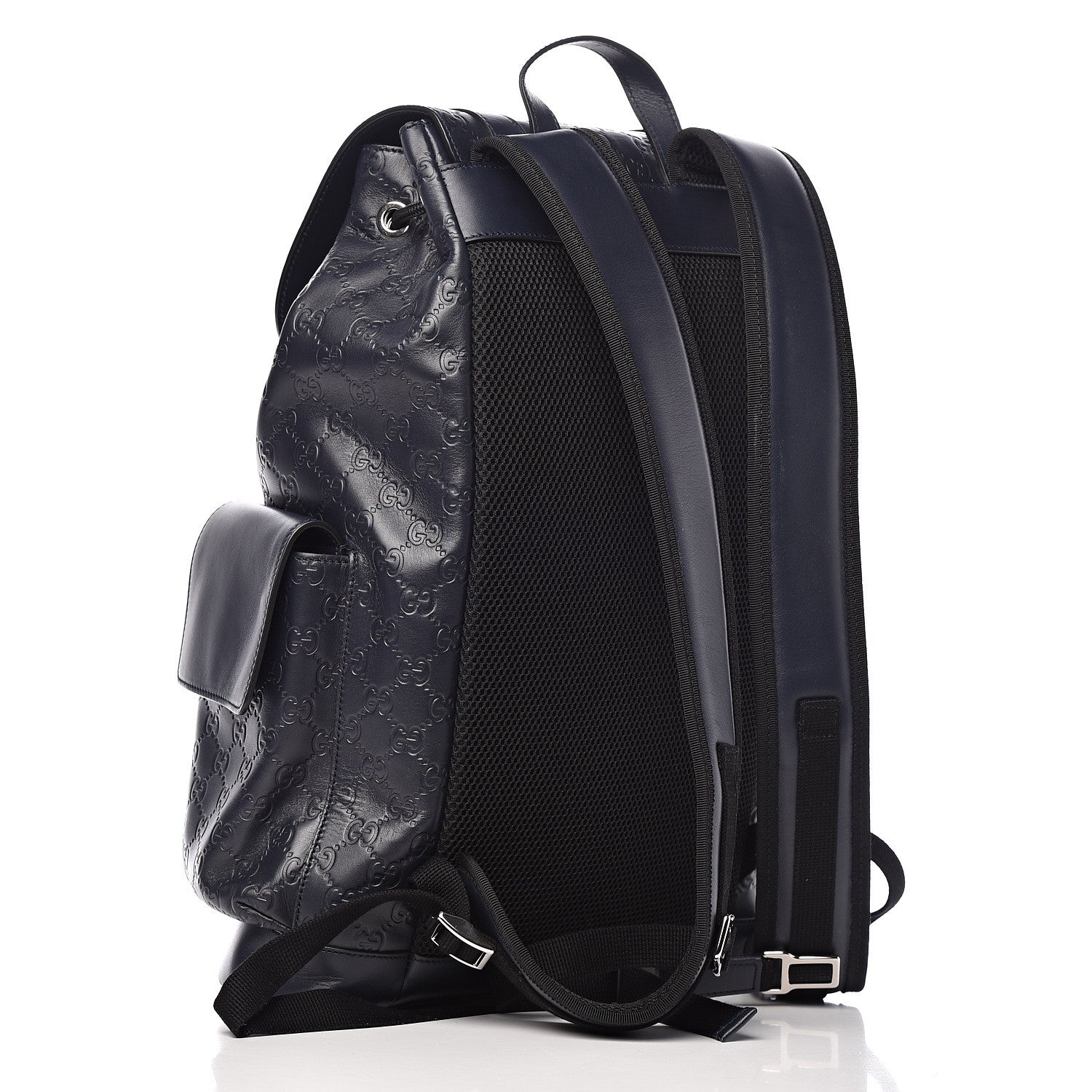 Gucci Guccissima Signature Double Buckle Backpack Blue 3 of 10