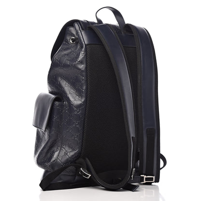 Gucci Guccissima Signature Double Buckle Backpack Blue 3 of 10