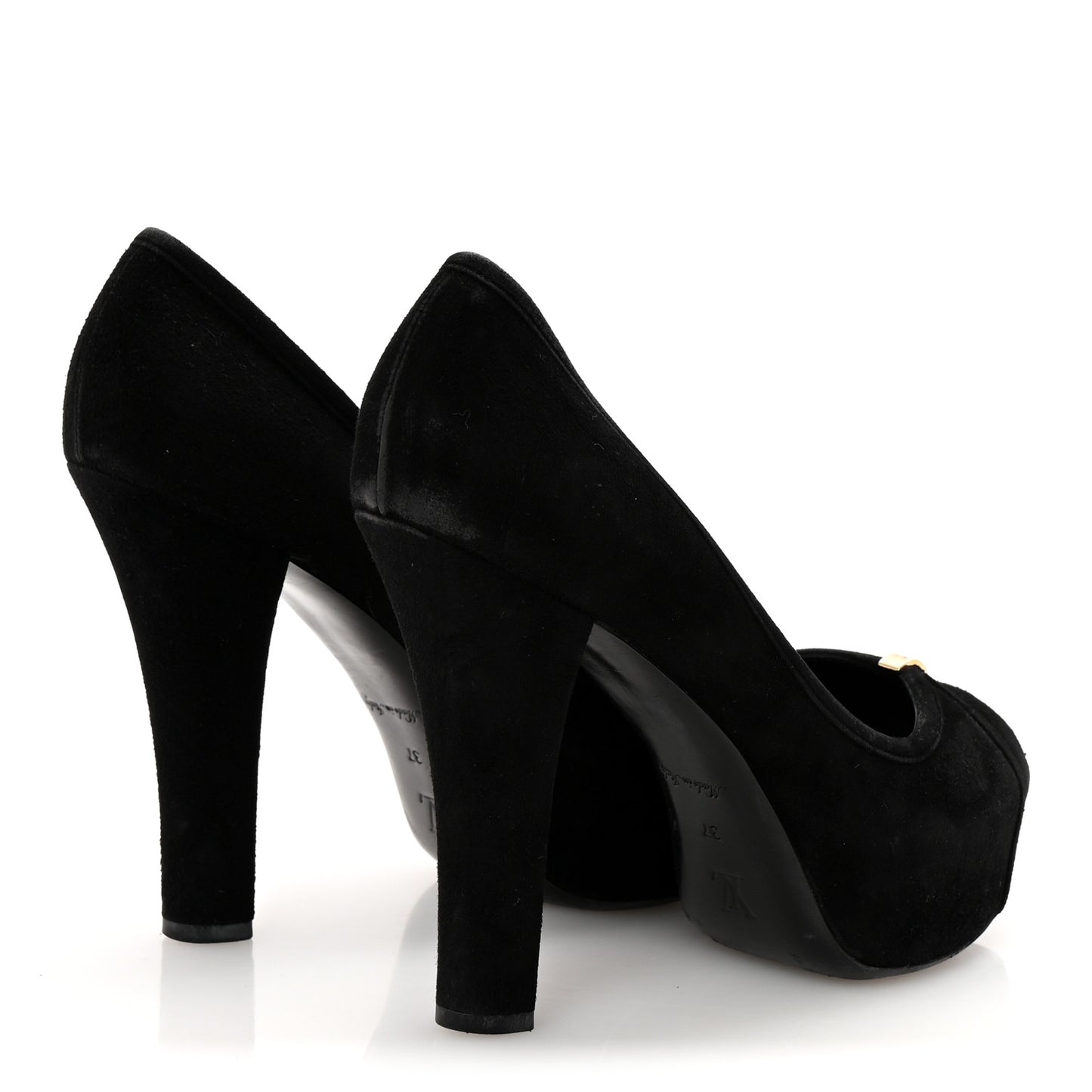 Suede Monogram Kimono Open Toe Pumps 37 Black