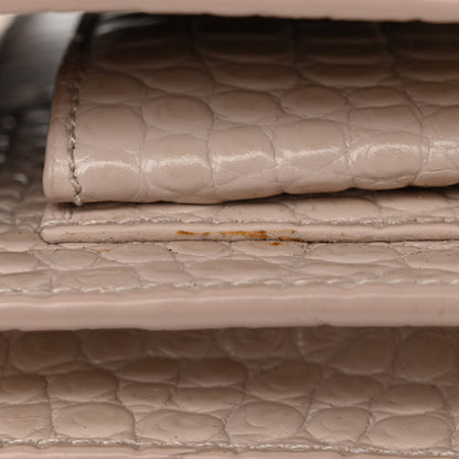 Saint Laurent Calfskin Crocodile Embossed Medium Monogram Sunset Dark Beige 28 of 30