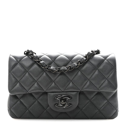 Chanel Pearly Lambskin Quilted Mini Rectangular Flap So Black 1 of 10