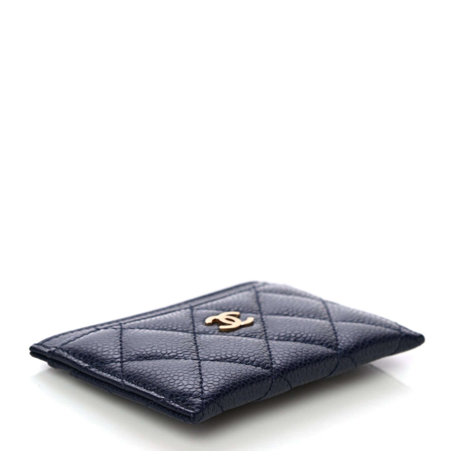 Caviar Quilted Card Holder Navy