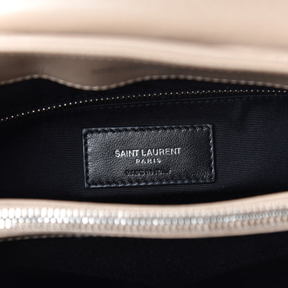Saint Laurent Calfskin Y Quilted Monogram Medium Loulou Satchel Dark Beige 8 of 10