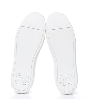Chanel Iridescent Goatskin Womens Sneakers 39 White Silver 5 of 10