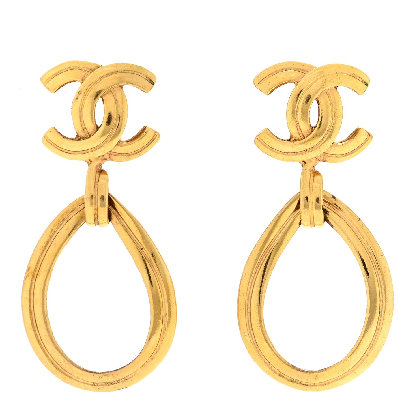 CC Drop Clip On Earrings Gold