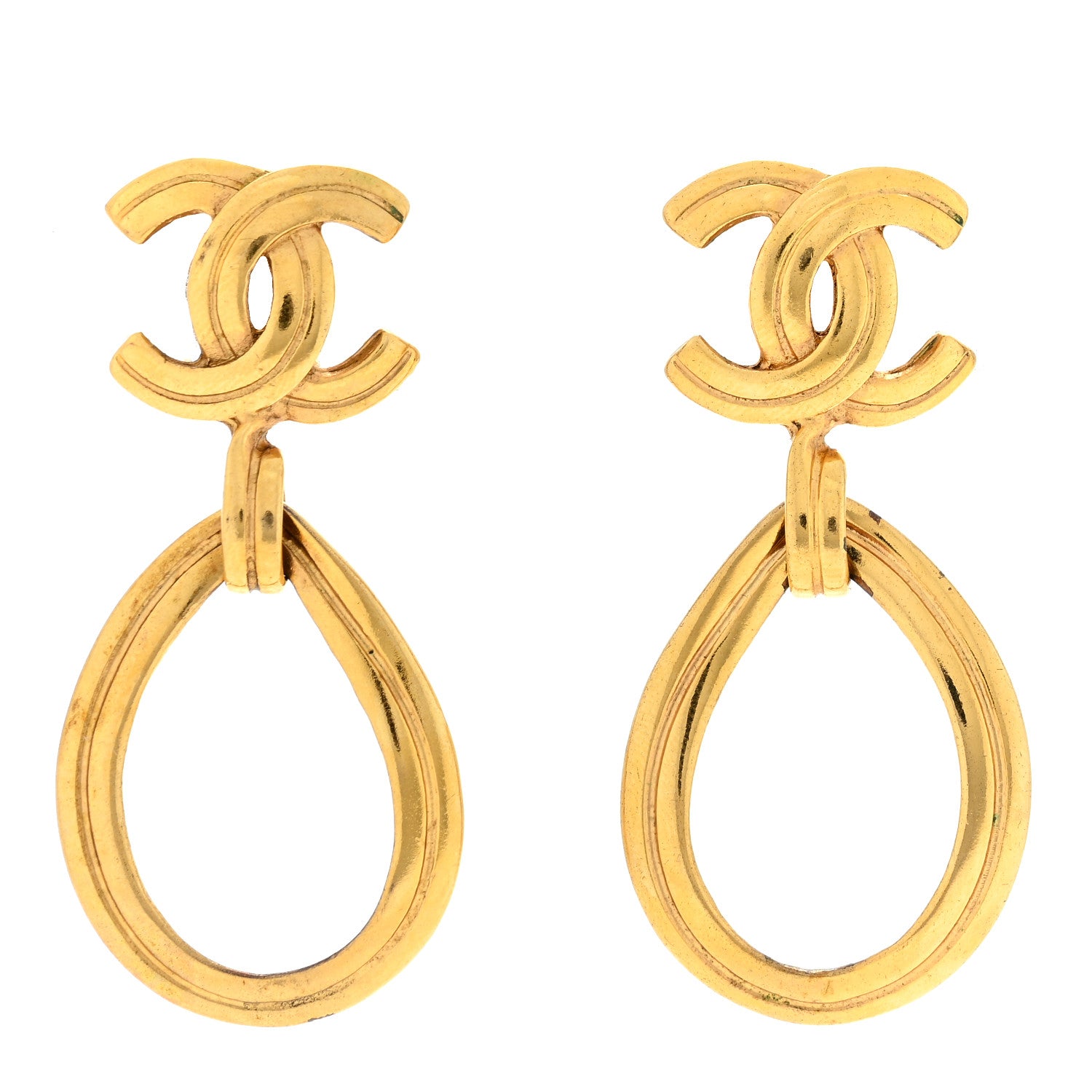 Chanel CC Drop Clip On Earrings Gold 1 of 4