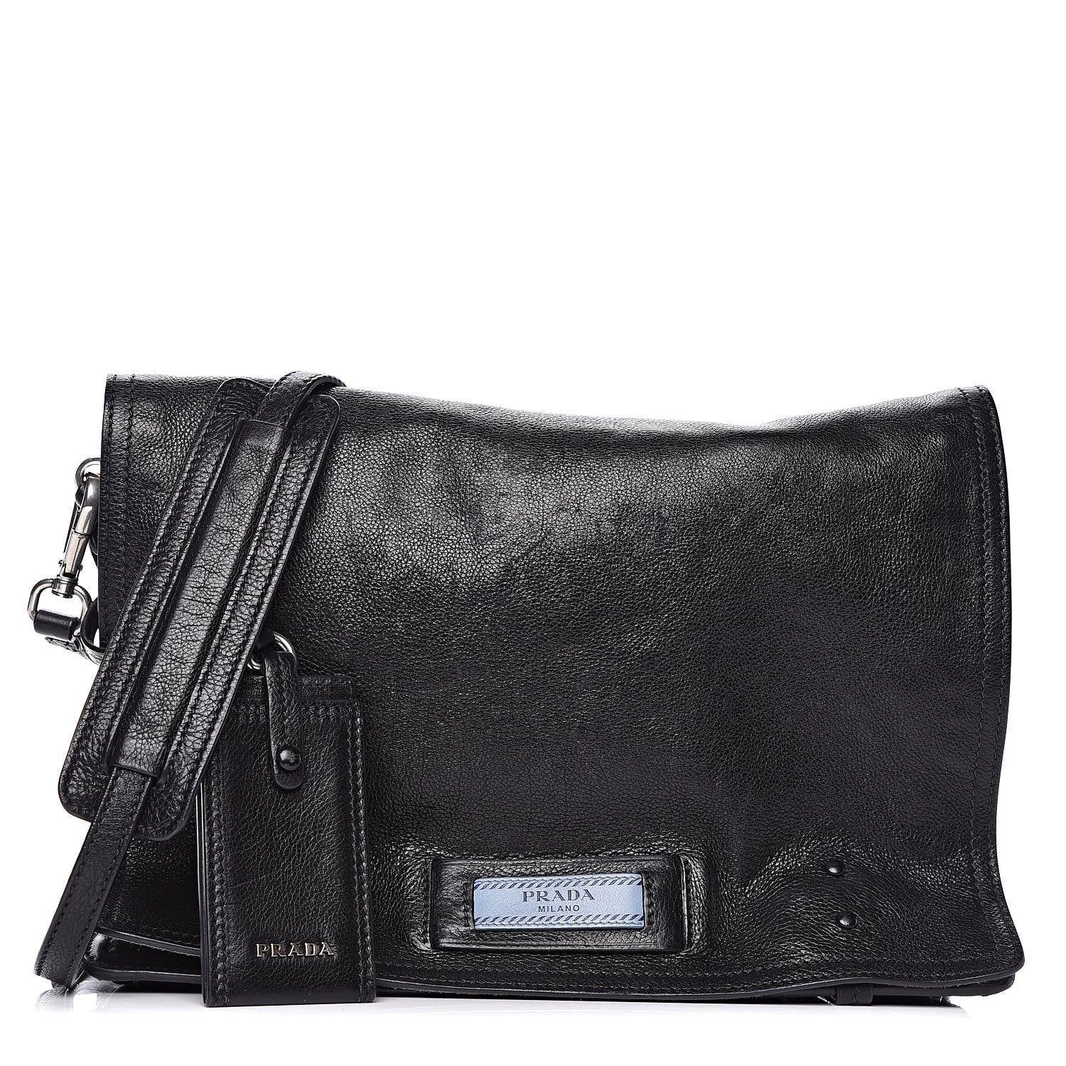 Prada Glace Calf Etiquette Flap Black Astrale 1 of 18