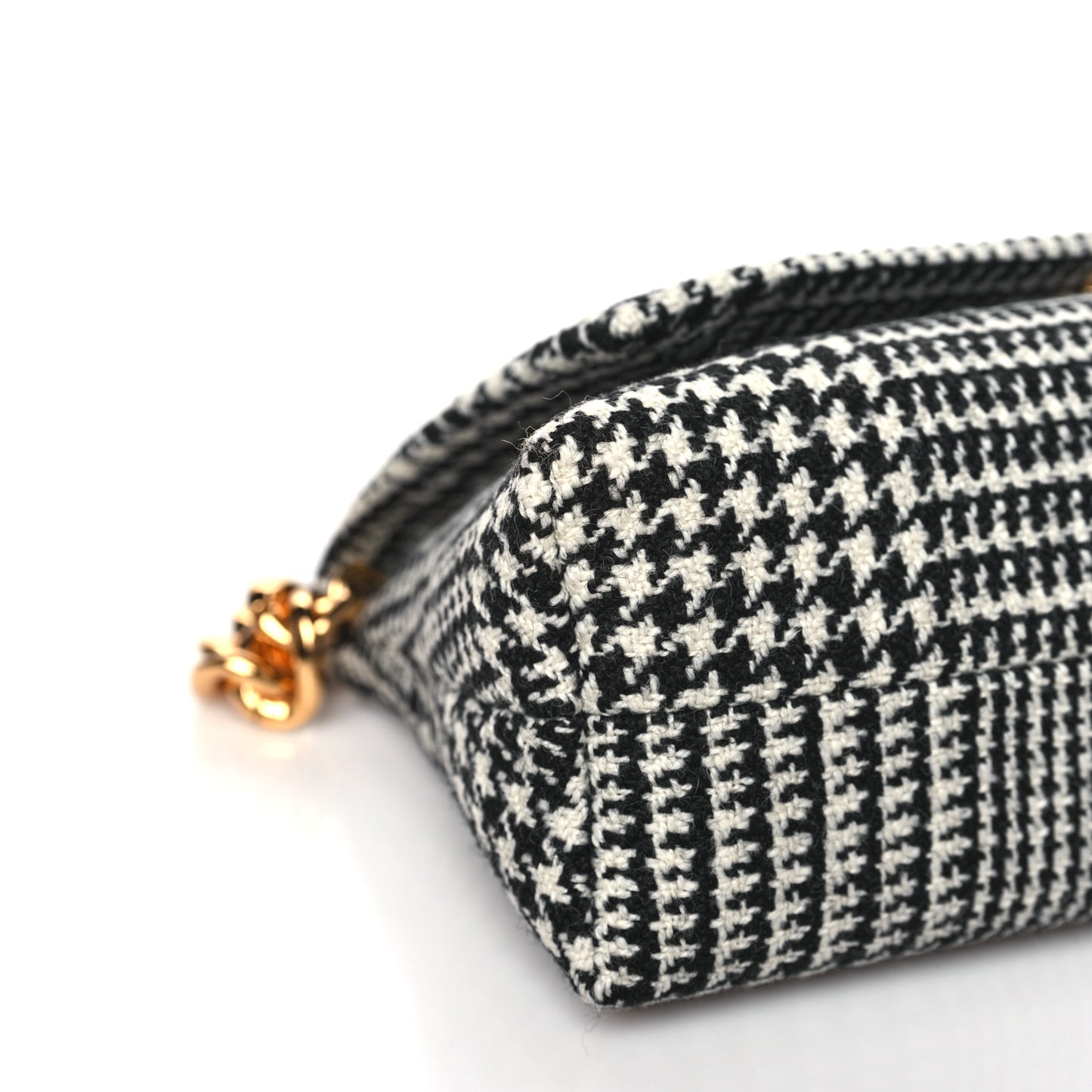 Houndstooth Mini Label Chain Shoulder Bag Black White