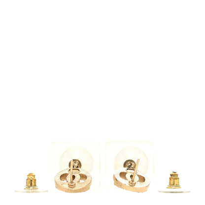 Chanel Crystal Lucite Pearl CC Drop Earrings Gold 3 of 4