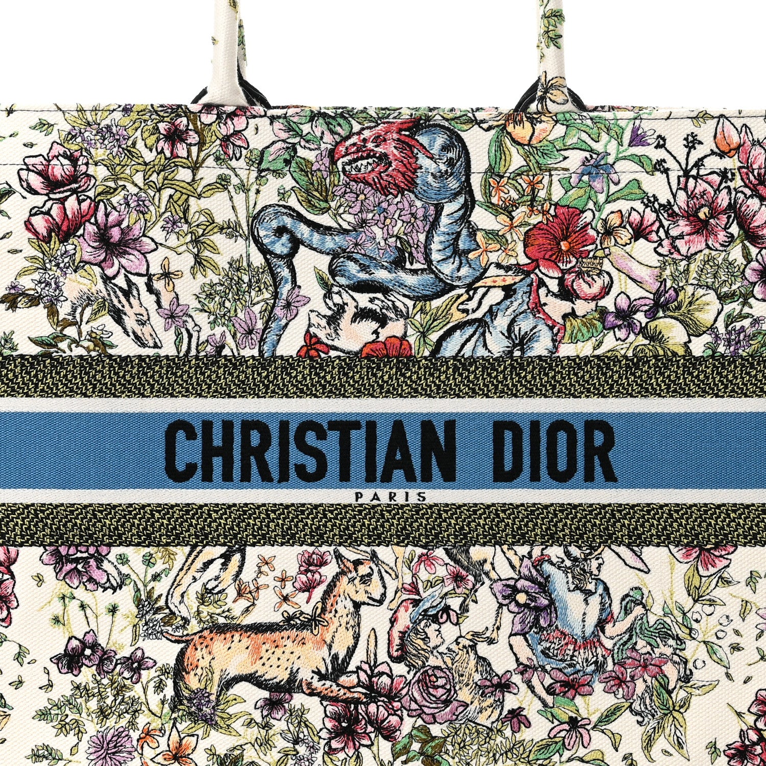 Christian Dior Canvas Embroidered Large D-Constellation Book Tote Latte Multicolor 7 of 9