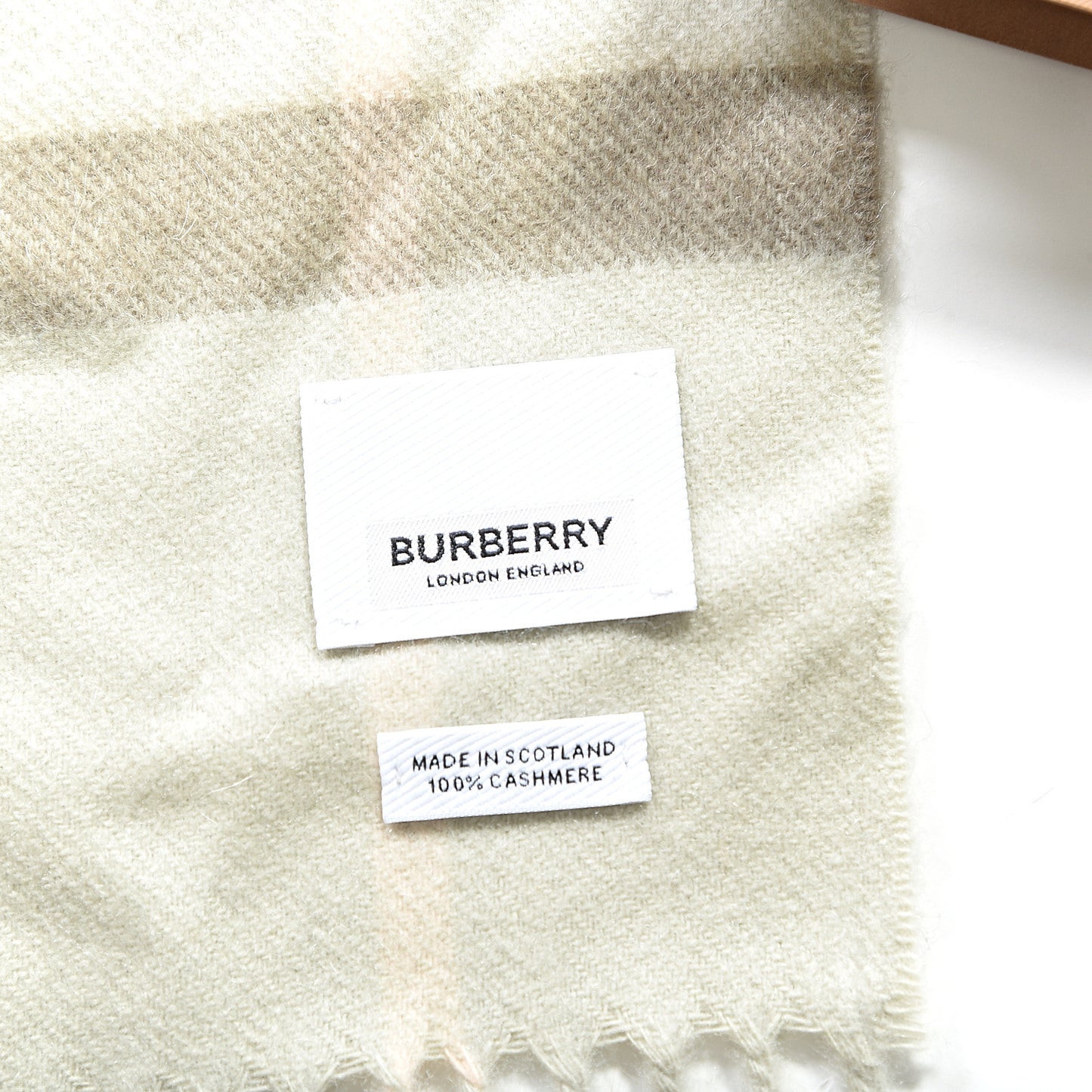 Cashmere Giant Check Fringe Scarf Limestone