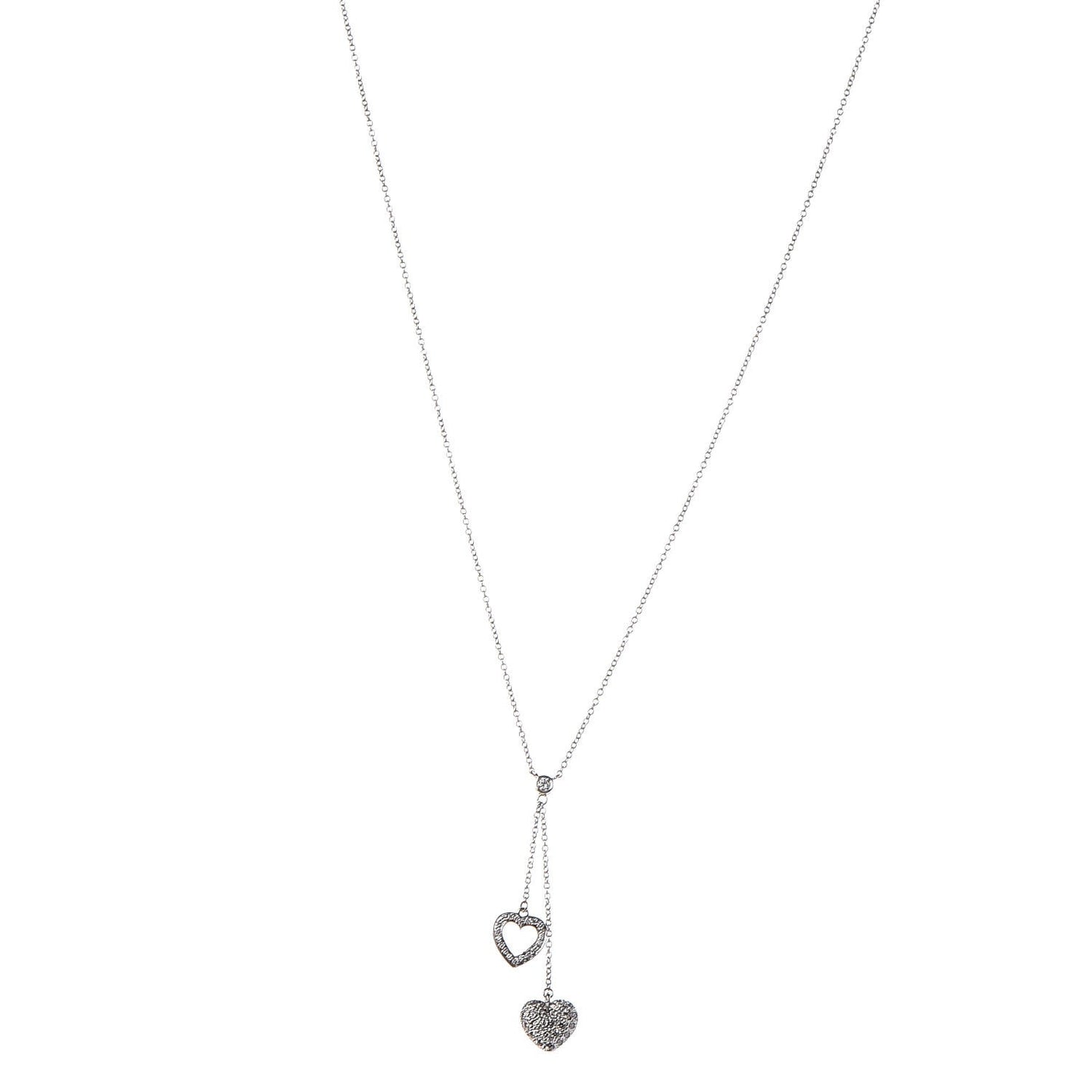 Platinum Diamonds Heart Lariat Necklace