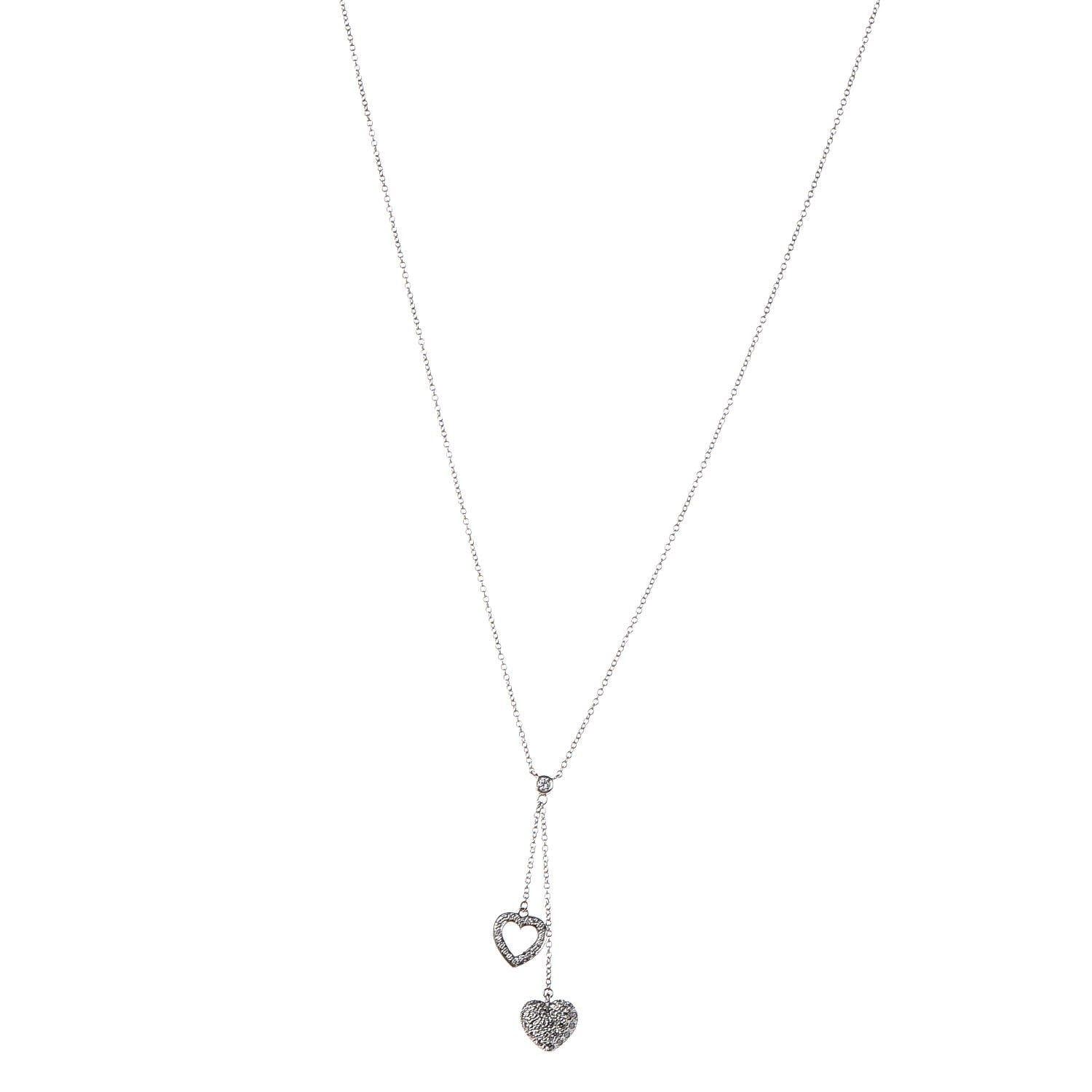 Tiffany Platinum Diamonds Heart Lariat Necklace 1 of 7