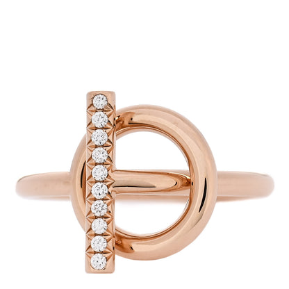Hermes 18K Rose Gold Diamond PM Echappee Ring 52 6 1 of 5