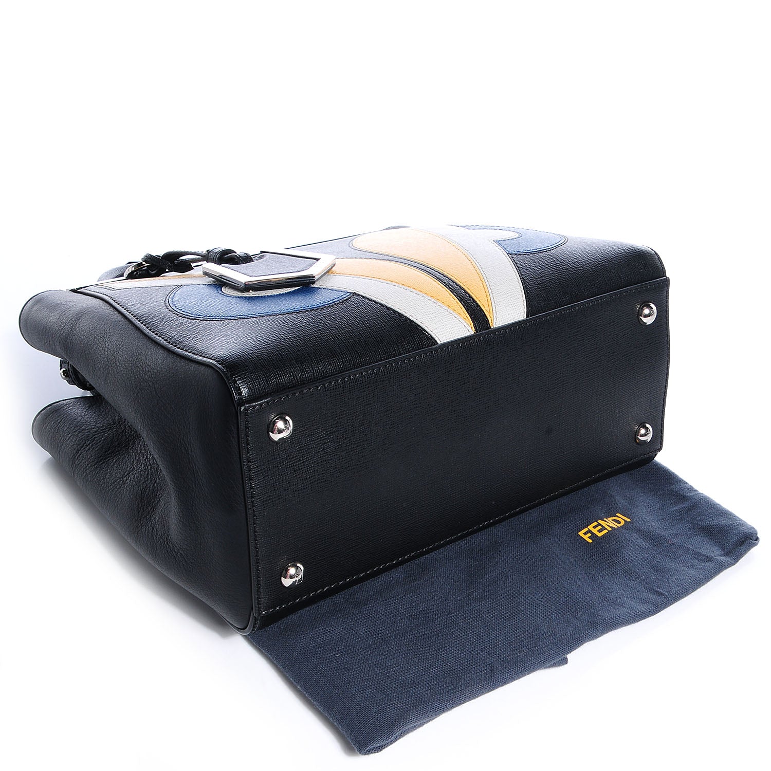 Fendi Saffiano Monster Colorblock Petite 2Jours Tote Black 4 of 10