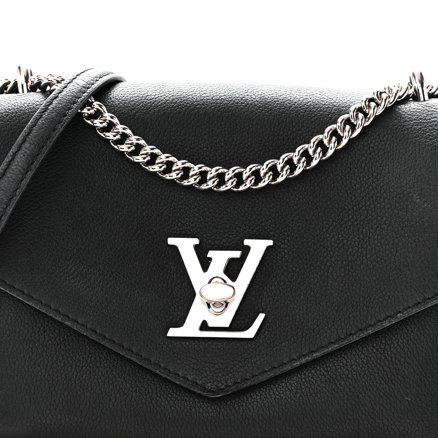 Louis Vuitton Soft Calfskin Mylockme Chain Bag BB  Black 7 of 9
