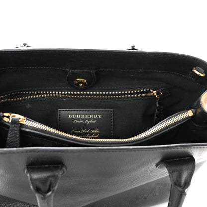 Burberry Grainy Calfskin House Check Medium Banner Tote Black 10 of 14