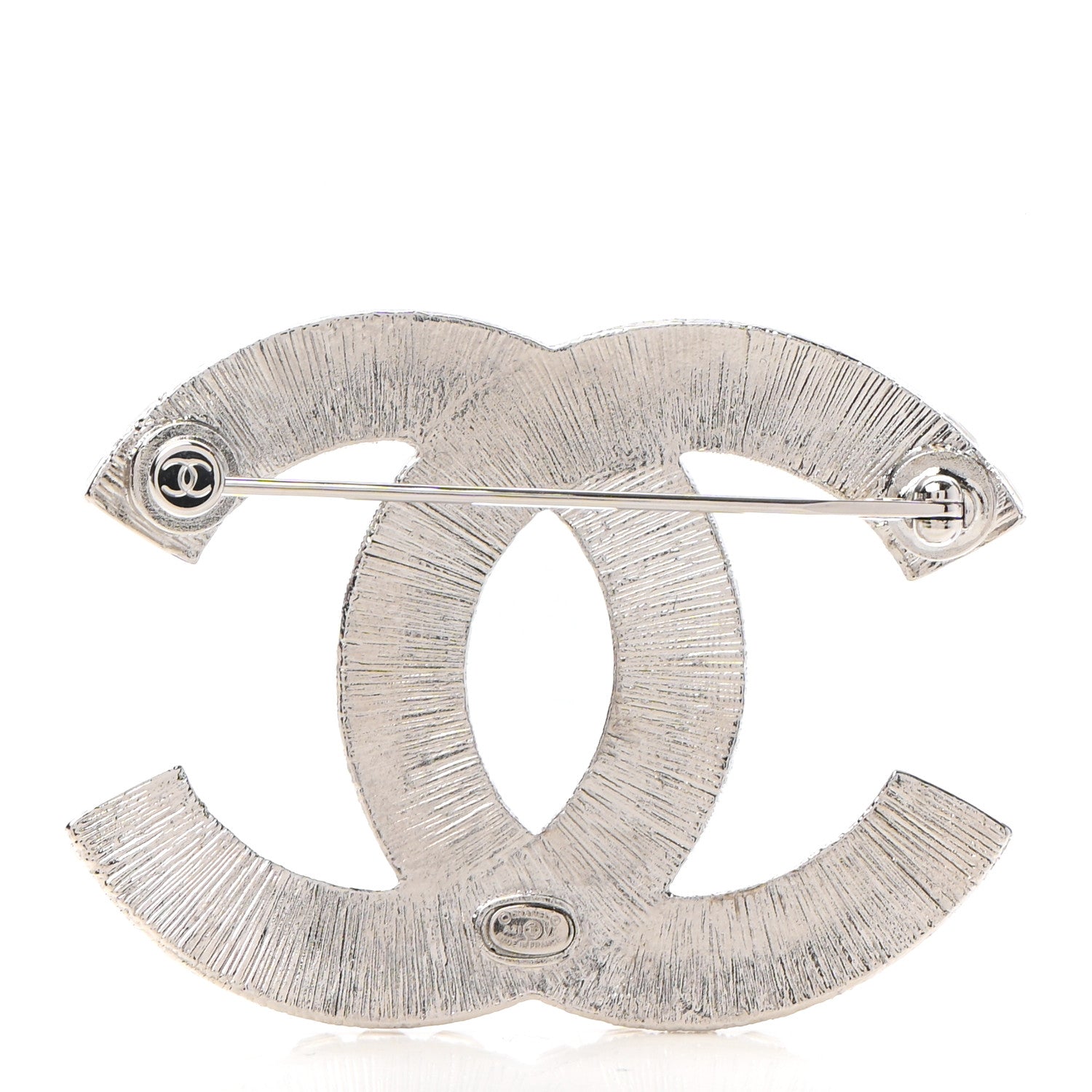 Chanel Baguette Crystal CC Brooch Silver 2 of 5