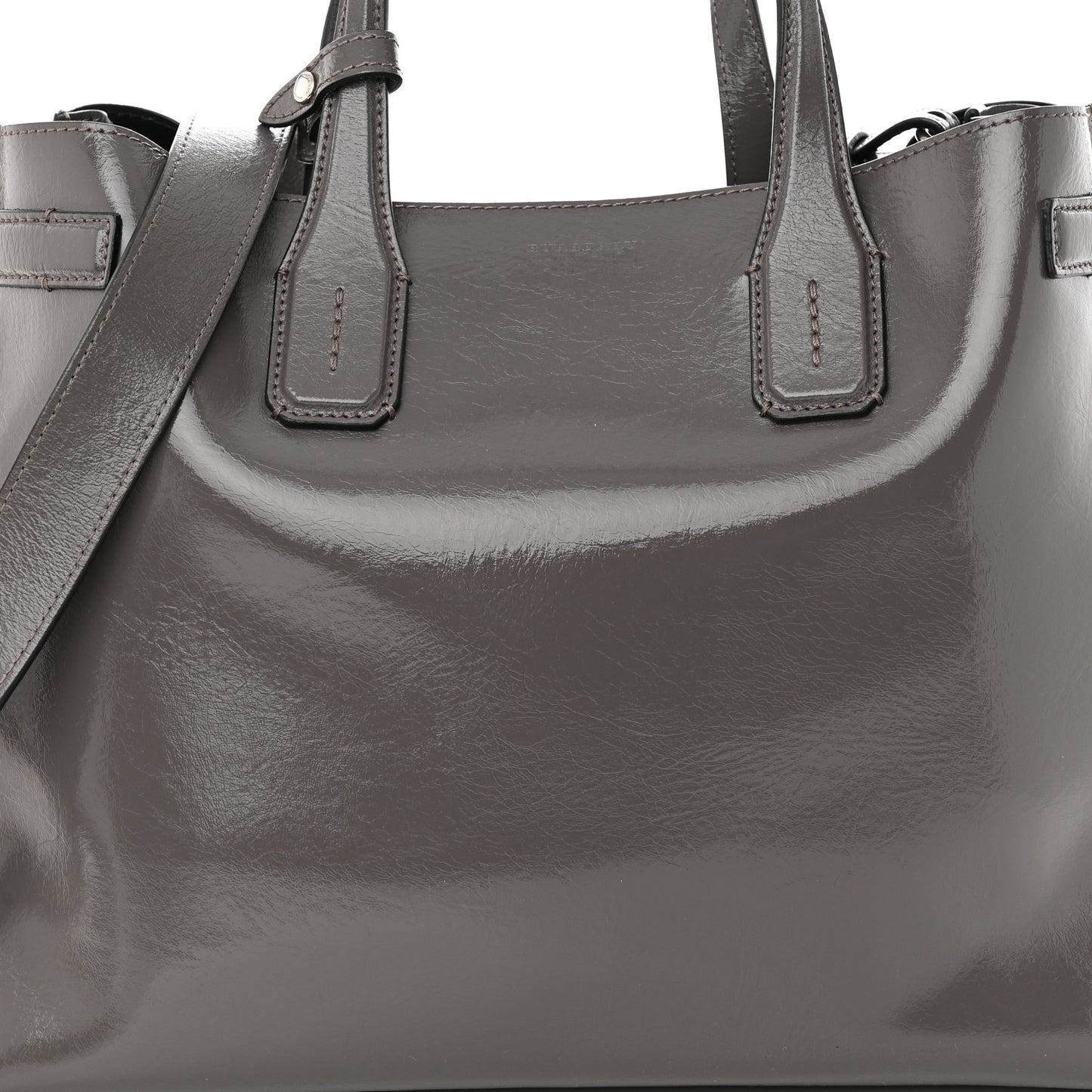 Soft Calfskin Medium Banner Tote Sepia Grey