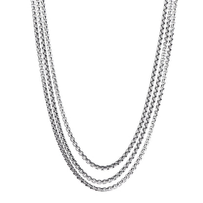 David Yurman Sterling Silver Box Chain Three Strand Necklace 1 of 6