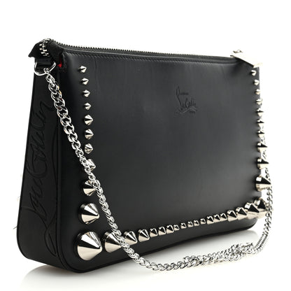 Christian Louboutin Calfskin Paris Spiked Loubila Chain Clutch Black 3 of 9