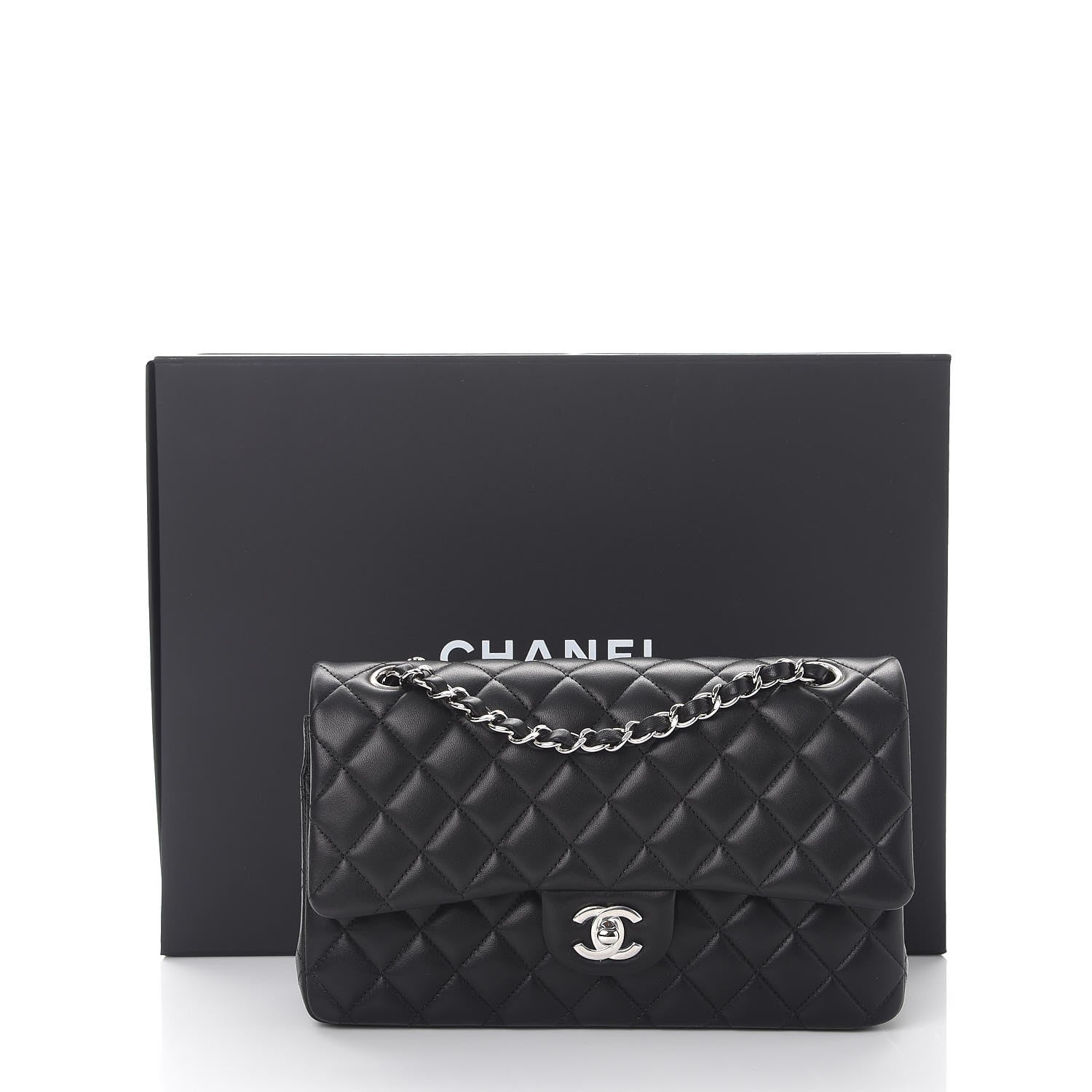 Chanel Lambskin Quilted Medium Double Flap Black 9 of 9