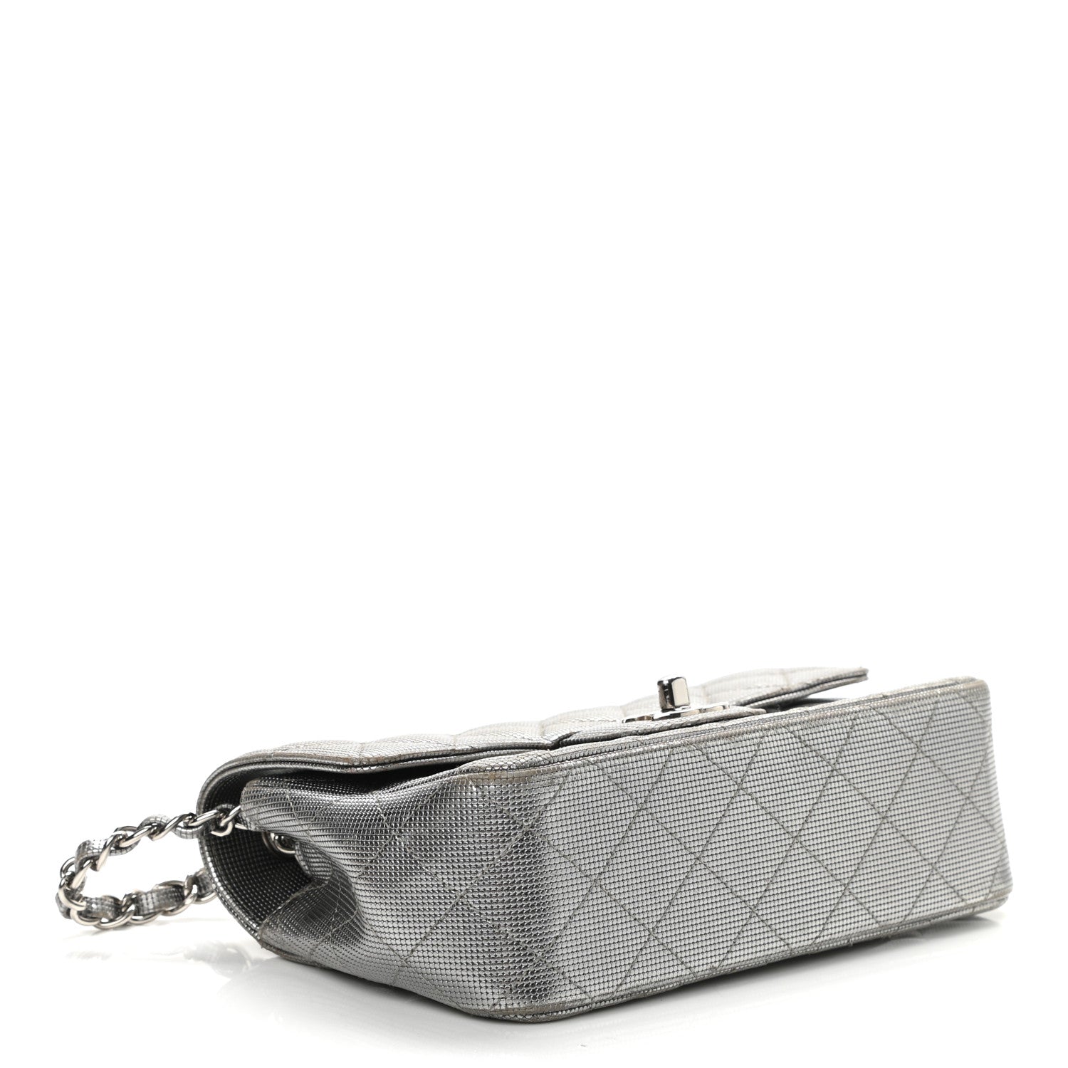 Chanel Metallic Calfskin Quilted Pixel Effect Mini Rectangular Flap Dark Silver 6 of 16