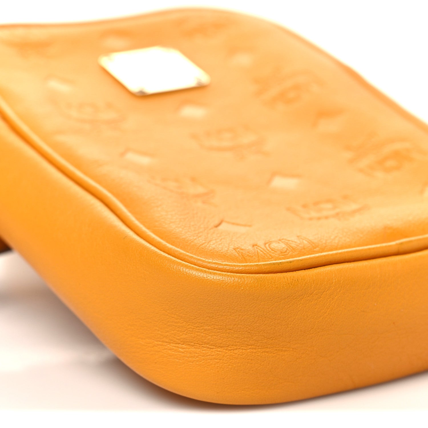 MCM Calfskin Ottomar Monogram Original Belt Bag Golden Mango 9 of 11