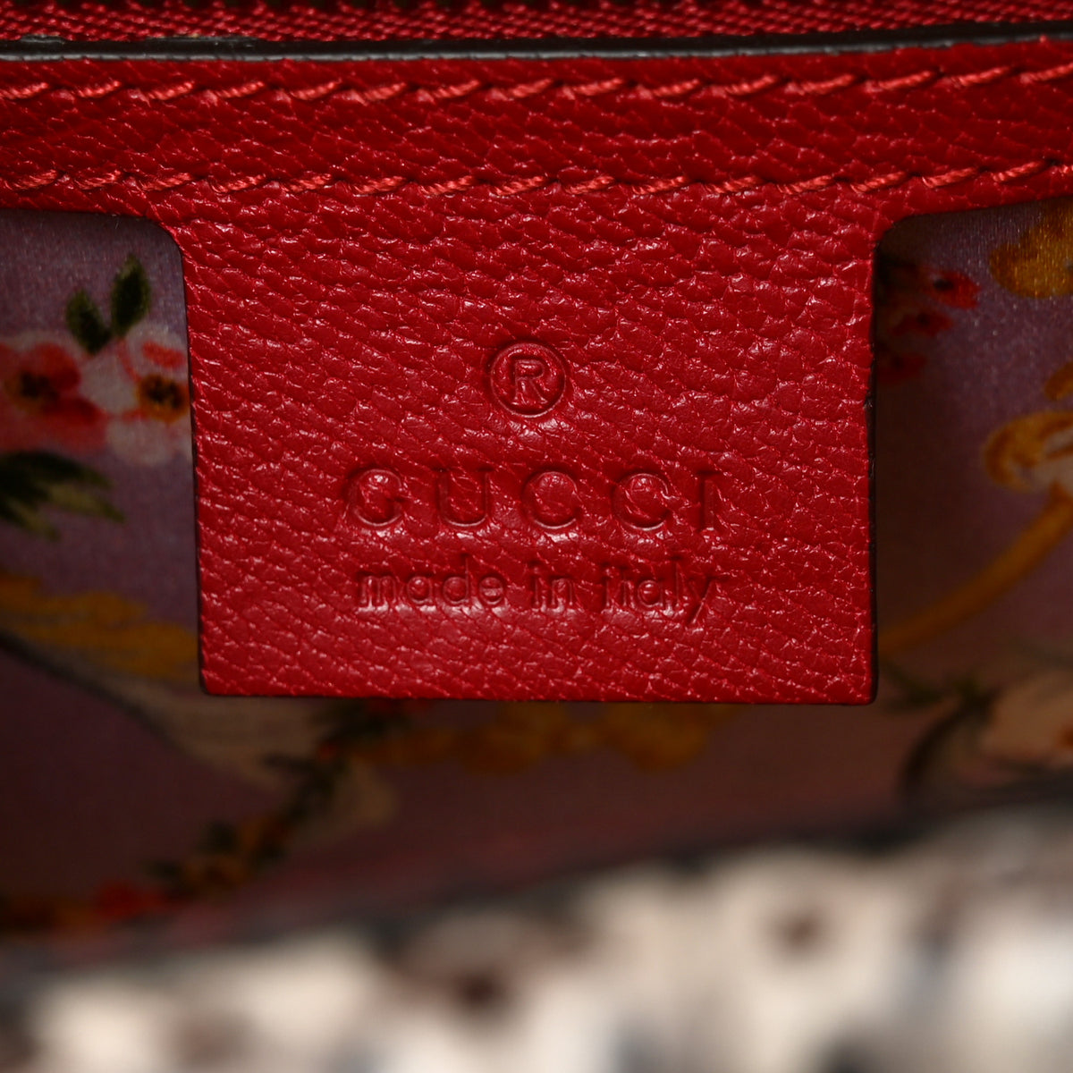 Gucci Calfskin Snakeskin Studded Small Ottilia Top Handle Bag Hibiscus Red 6 of 10
