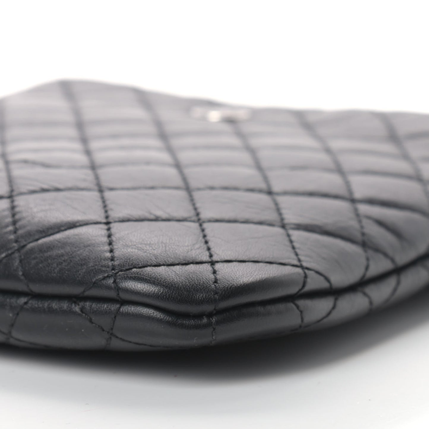 Aged Calfskin Quilted Crossbody Bag Black