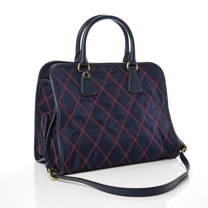 Prada Saffiano Tessuto Nylon Impunturato Quilted Shopper Baltico Fuoco 3 of 10