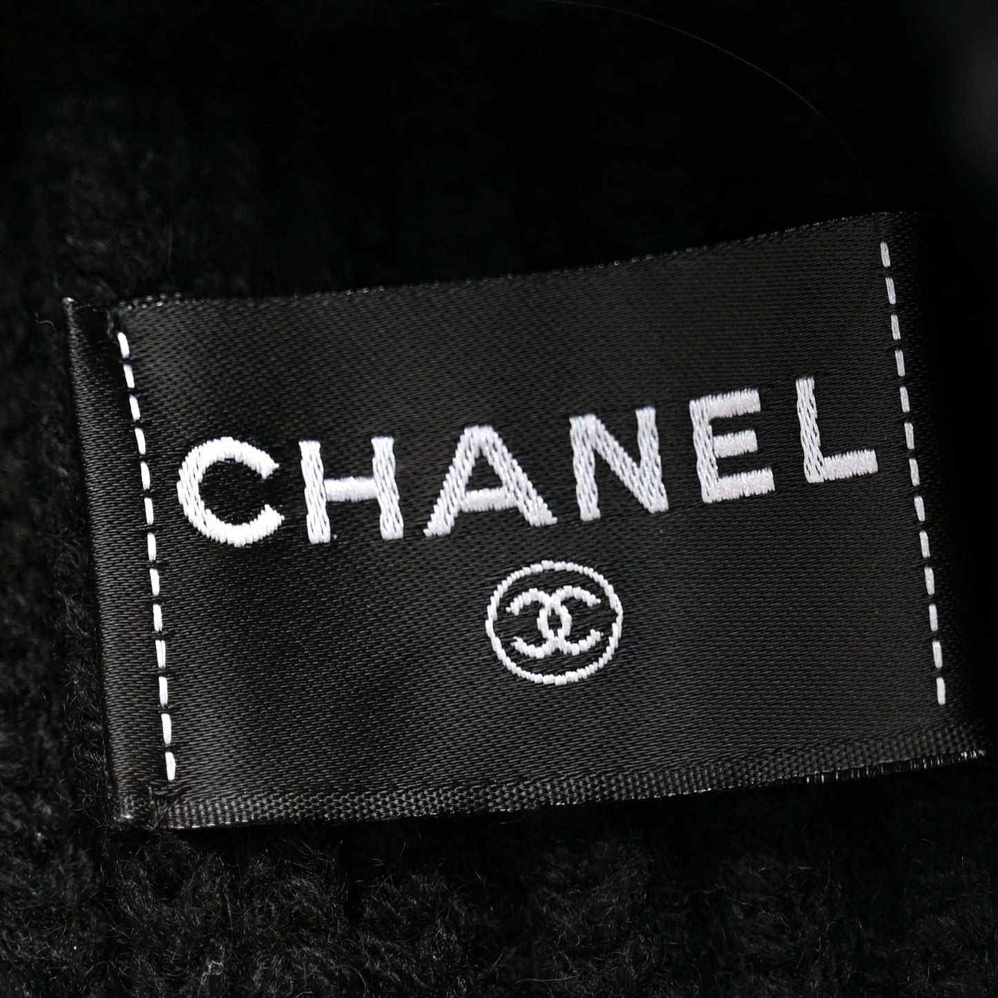 Cashmere Beaded Sequin Logo Beanie Hat Black